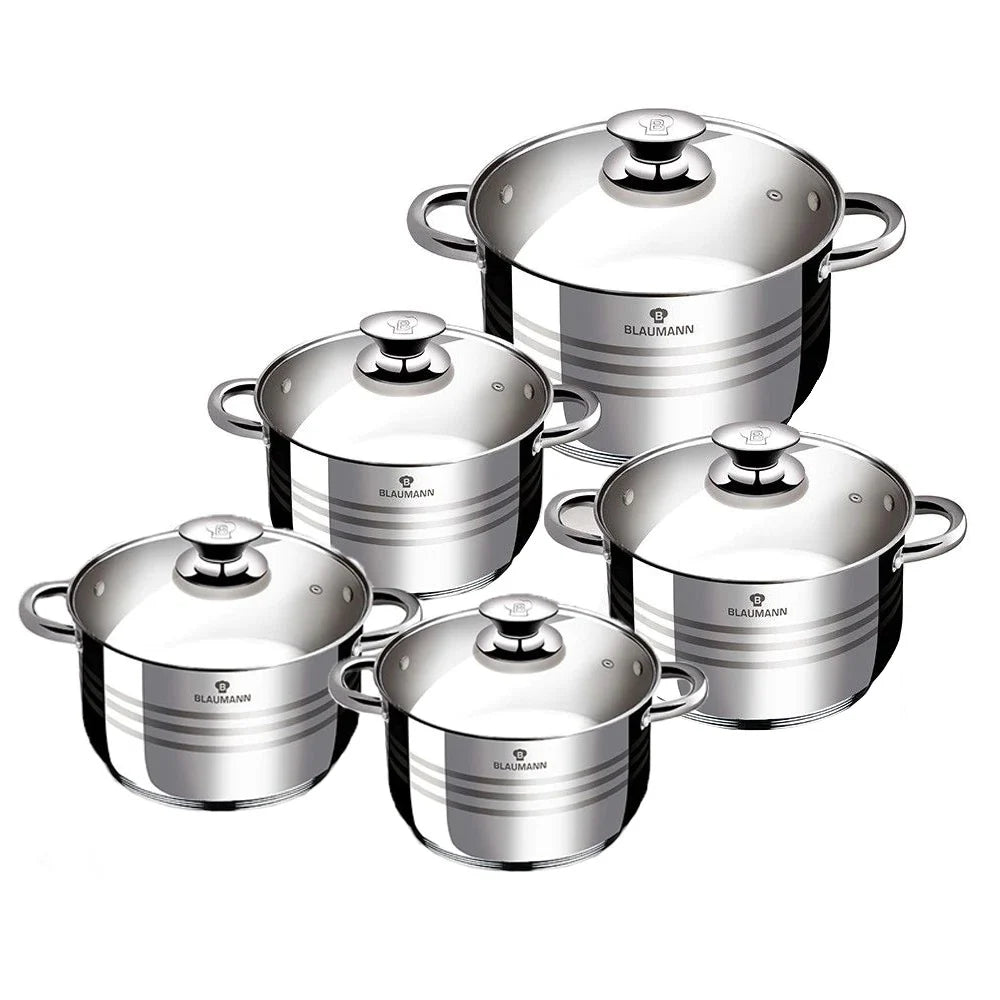Set Oale Din Inox 10 Piese BL-1424 BLAUMANN 4L 6L 7L 9L 11L Gaz, Electric, Halogen , Inductie