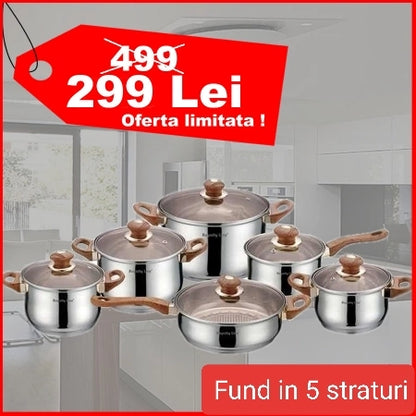 Set Oale din Inox 12 piese 5 straturi grosime-  BLAUMANN FOR YOUR HOME